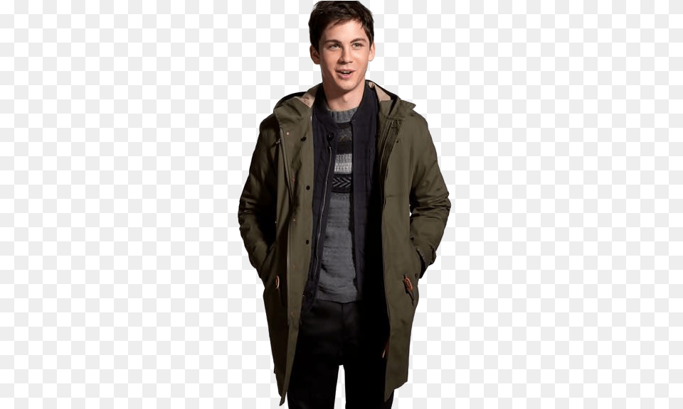 Postado Por Ivy Ledoux S Logan Lerman, Clothing, Coat, Jacket, Vest Free Transparent Png