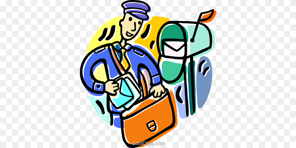 Postal Worker Collecting The Mail Royalty Vector Clip Art, Bag, Face, Head, Person Free Png
