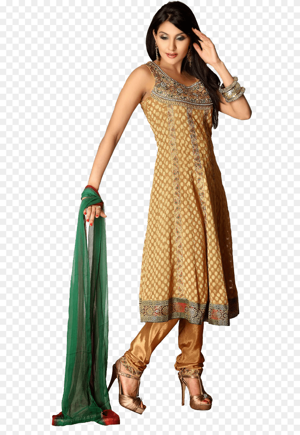 Posted By Churidar Suit At Silk, Clothing, Dress, Shoe, Footwear Free Png