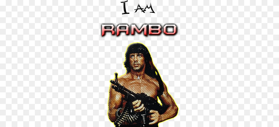 Posted Diverse Commerce John Rambo With Gun Sylvester Stallone, Publication, Book, Adult, Person Free Png Download