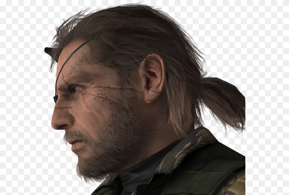 Posted Image Mgs5 Big Boss Hair, Adult, Beard, Face, Head Free Png Download