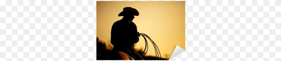 Poster Burkard39s Cowboy With Lasso Silhouette At Small Town, Clothing, Hat, Adult, Male Png