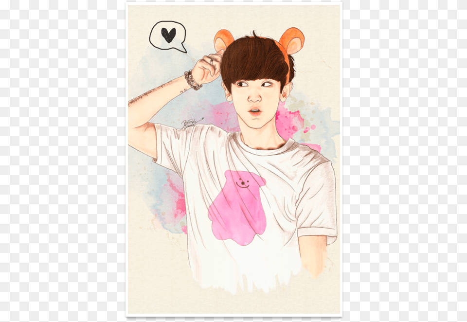 Poster Chanyeol Chanyeol, T-shirt, Person, Clothing, Painting Free Png Download