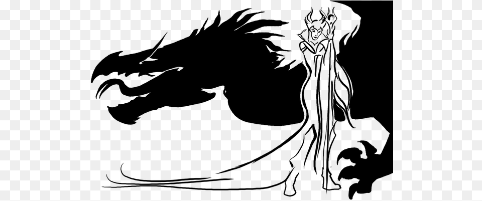 Poster Drawing Evil Queen Dragon Fairy Sleeping Beauty Dragon Silhouette, Gray Png Image