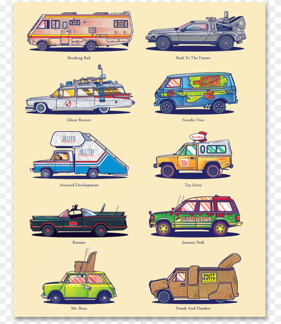 Poster Famous Cars From Movies, Car, Transportation, Vehicle, Machine Free Transparent Png
