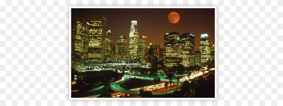 Poster Michael39s Los Angeles Skyline And Freeways, Urban, Outdoors, Night, Nature Free Png Download