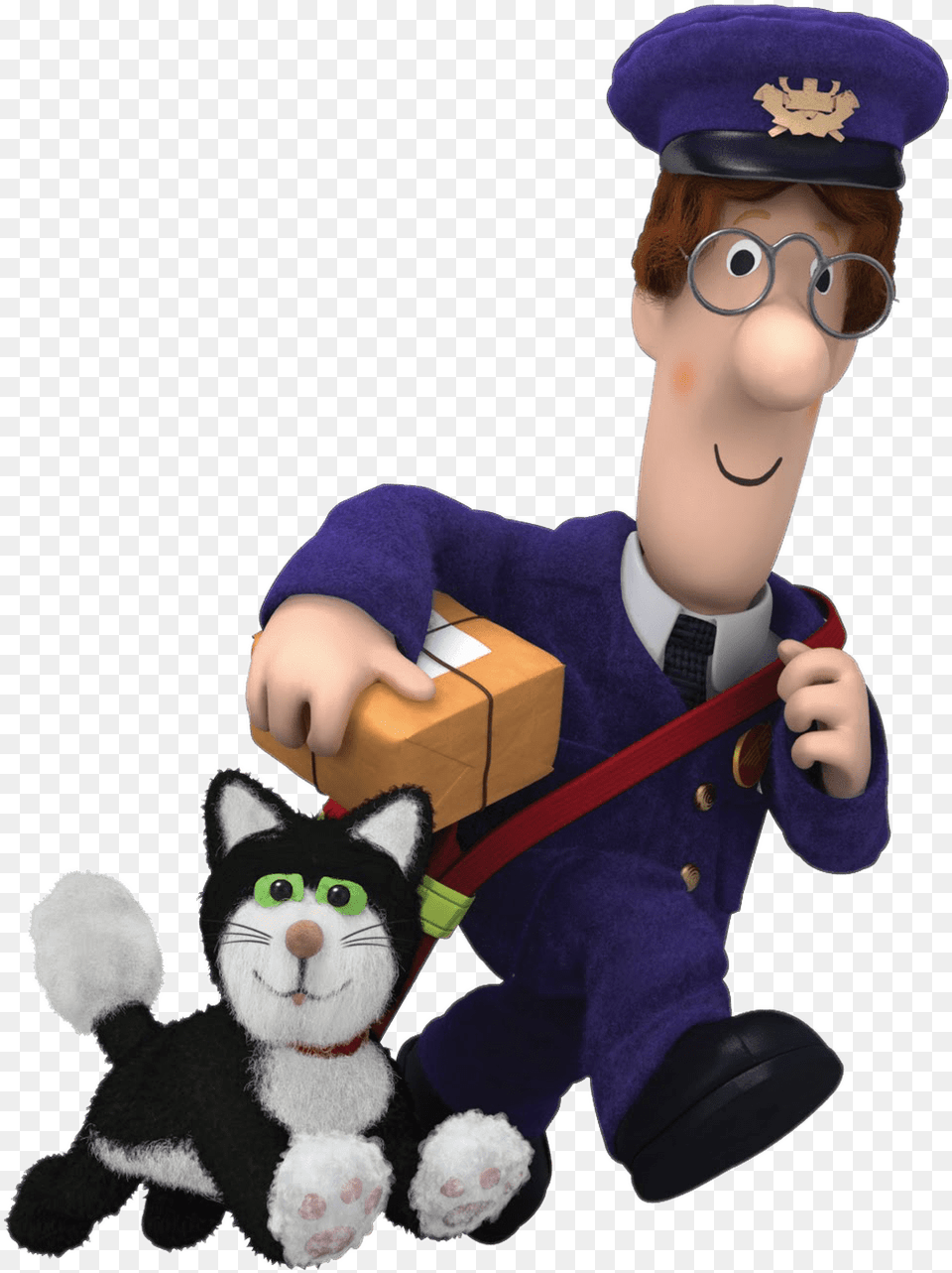 Postman Pat Carrying Delivery Postman Pat Black And White Cat, Baby, Person, Plush, Toy Free Transparent Png