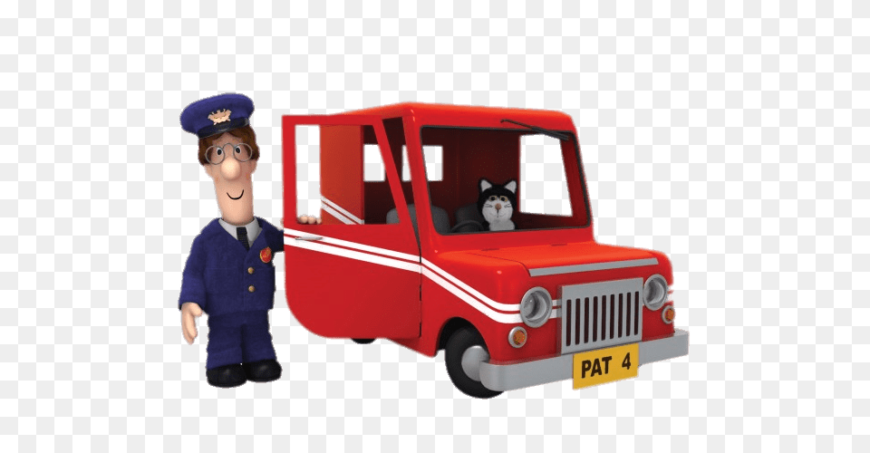 Postman Pat Next To Van, Baby, Person, Transportation, Vehicle Free Transparent Png