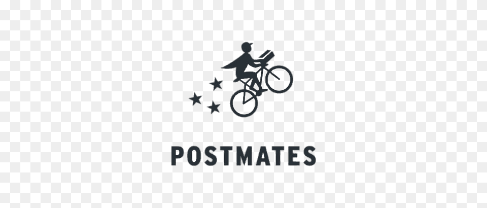 Postmates Bike And Logo, Person, Bicycle, Transportation, Vehicle Free Transparent Png