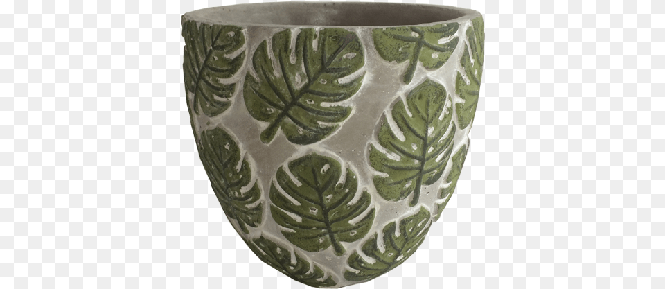 Pot Monstera Green Leaf Concrete 15cm Concrete, Jar, Plant, Planter, Potted Plant Free Transparent Png