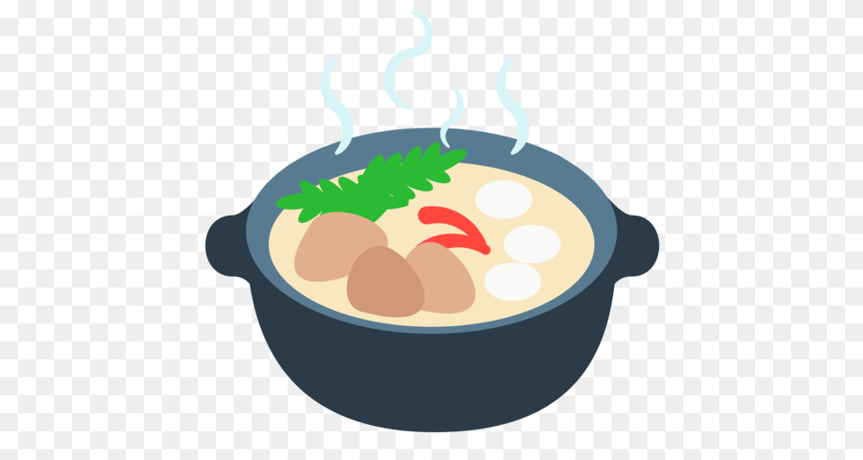 Pot Of Food Emoji, Meal, Bowl, Dish, Cookware Png Image