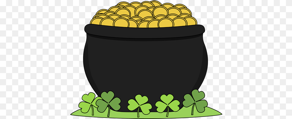 Pot Of Gold And Shamrocks Clip Art Pot Of Gold And Clip Art St Day, Corn, Food, Grain, Plant Png Image