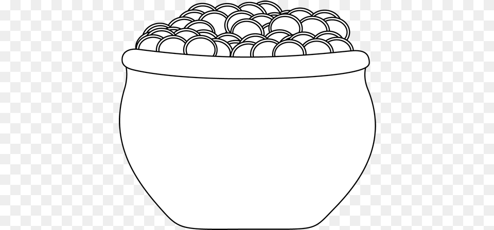 Pot Of Gold Black And White Free Gold In Black And White, Jar, Bowl, Plant, Potted Plant Png Image