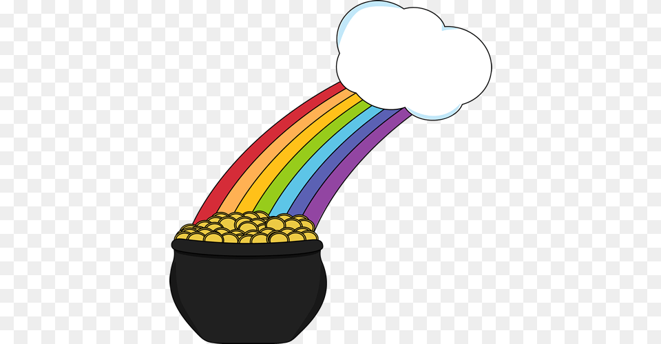 Pot Of Gold With Rainbow And Cloud Clip Art Spring, Bottle, Shaker, Food, Nut Png