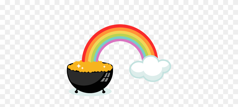Pot Of Gold With Rainbow Cutting For Scrapbooking Cute, Nature, Outdoors, Sky, Food Free Png