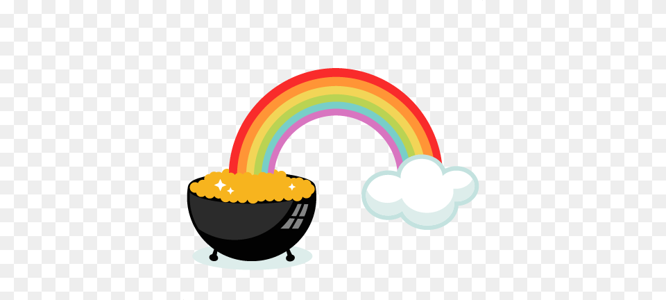 Pot Of Gold With Rainbow Svg Cutting Files For Scrapbooking St Patricks Day Clipart Rainbow, Nature, Outdoors, Sky, Food Free Png Download