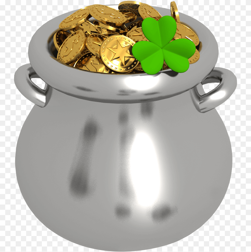 Pot Of Gold With Shamrock Clipart Pot Of Gold, Jar, Treasure Free Transparent Png