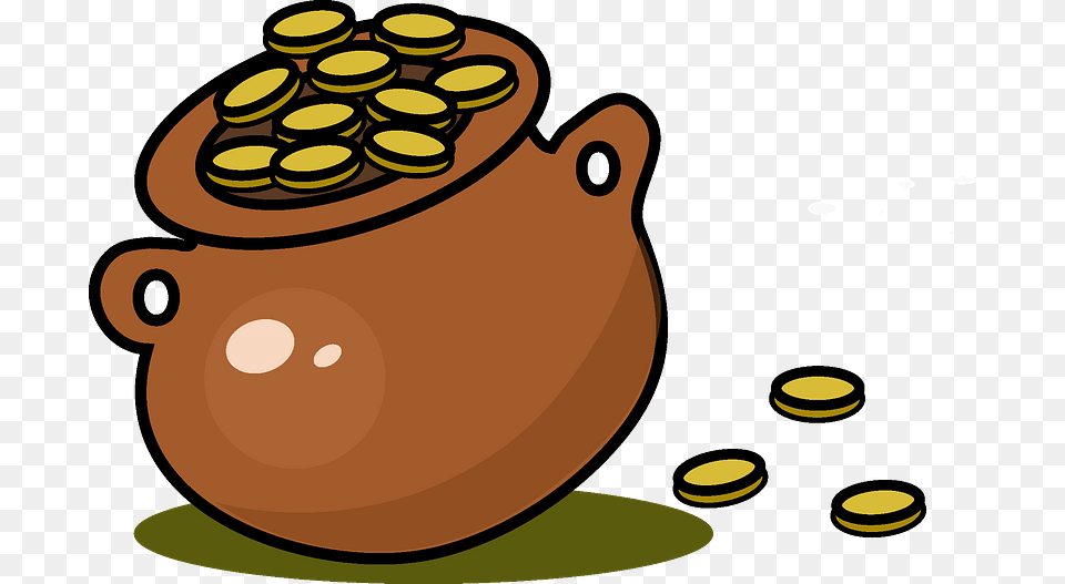 Pot With Gold Clipart, Jar, Pottery, Cookware Png