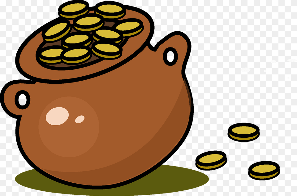 Pot With Gold Clipart, Jar, Pottery, Cookware Free Png Download