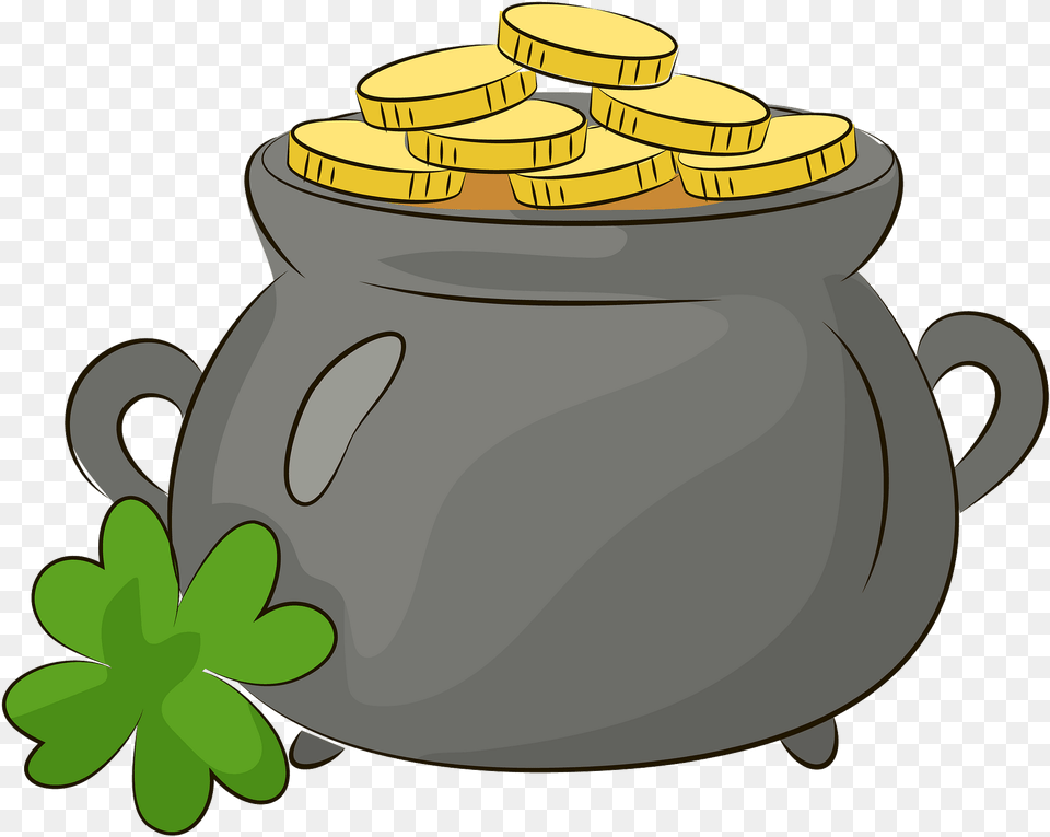 Pot With Gold Clipart Download Gold Clipart, Jar, Plant, Potted Plant, Pottery Free Png