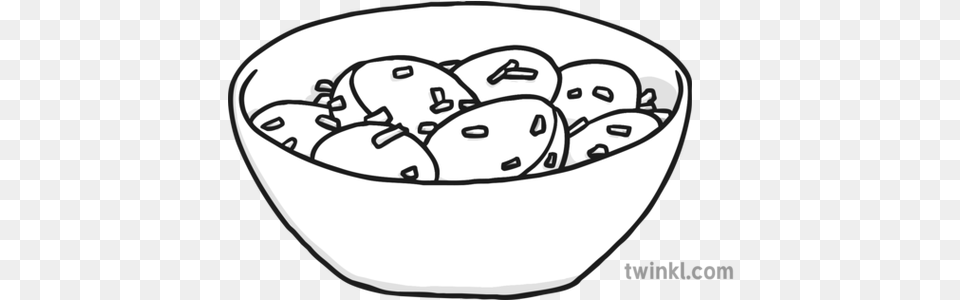 Potato Salad Black And White Line Art, Bowl, Disk Free Png