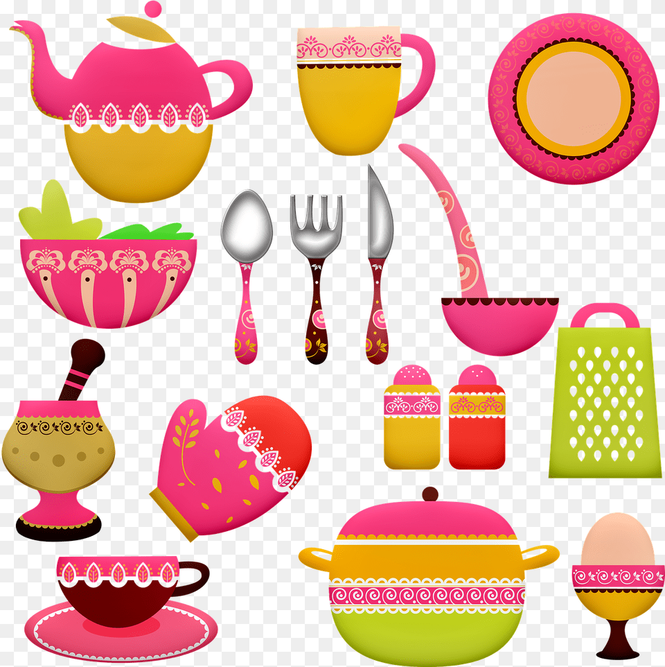 Pots And Pans Kitchen Utensils Cooking Chef Pot, Cutlery, Fork, Pottery, Cup Png Image