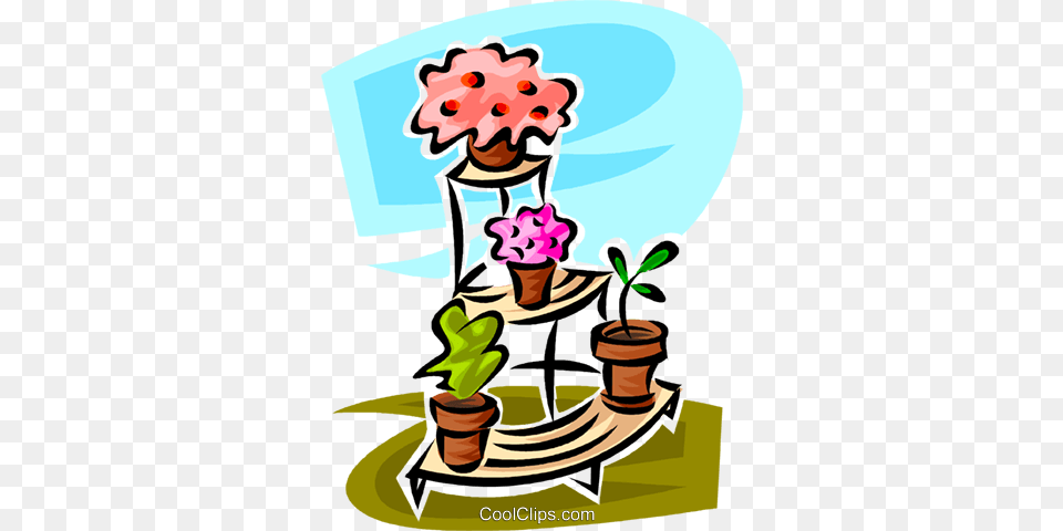 Potted Plants On A Plant Stand Royalty Vector Clip Art, Potted Plant, Graphics, Flower, Flower Arrangement Free Transparent Png