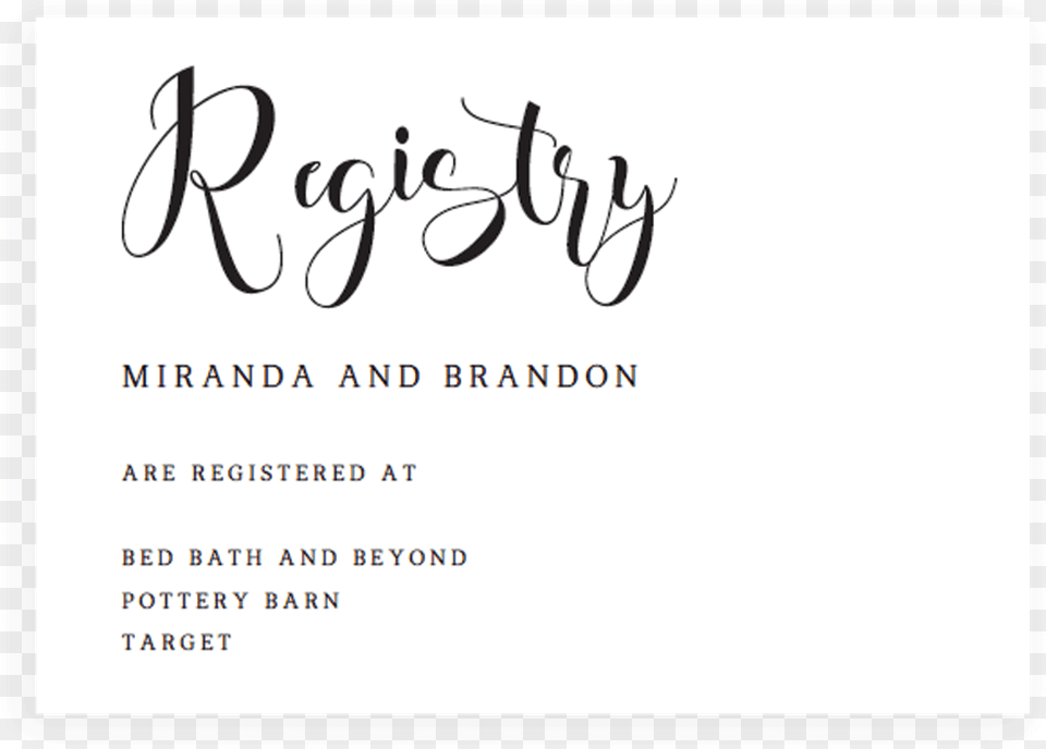 Pottery Barn Wedding Registry Calligraphy, Text, Handwriting Free Transparent Png