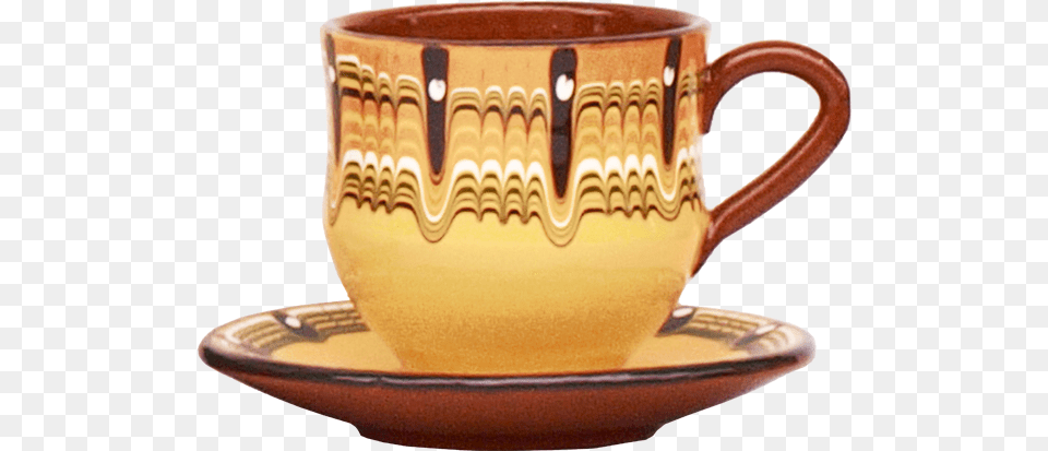 Pottery Tea Cup With Saucer Saucer, Beverage, Coffee, Coffee Cup Free Png Download