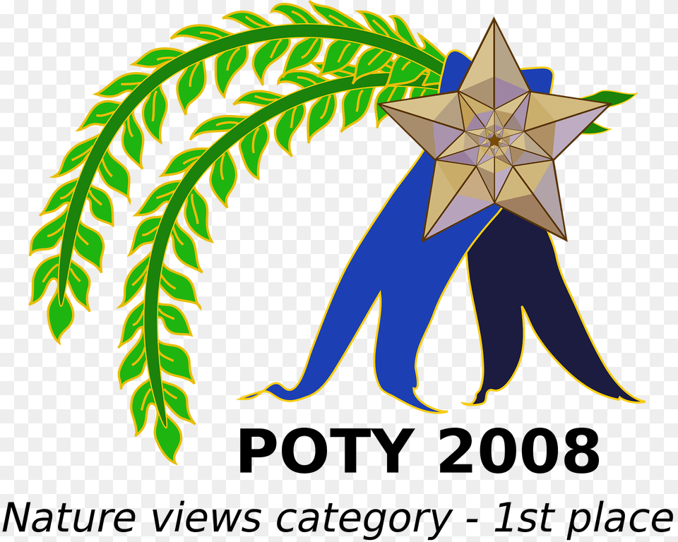 Poty Ribbon 2008 Nature Views Test Clipart, Symbol, Star Symbol, Leaf, Plant Png Image