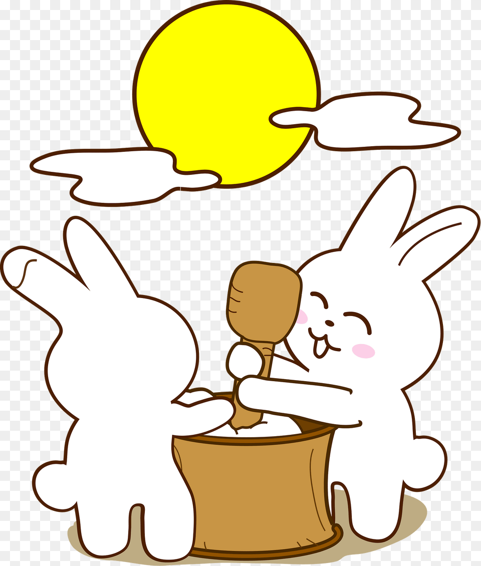 Pounding Mochi Rabbit Moon Clipart Png