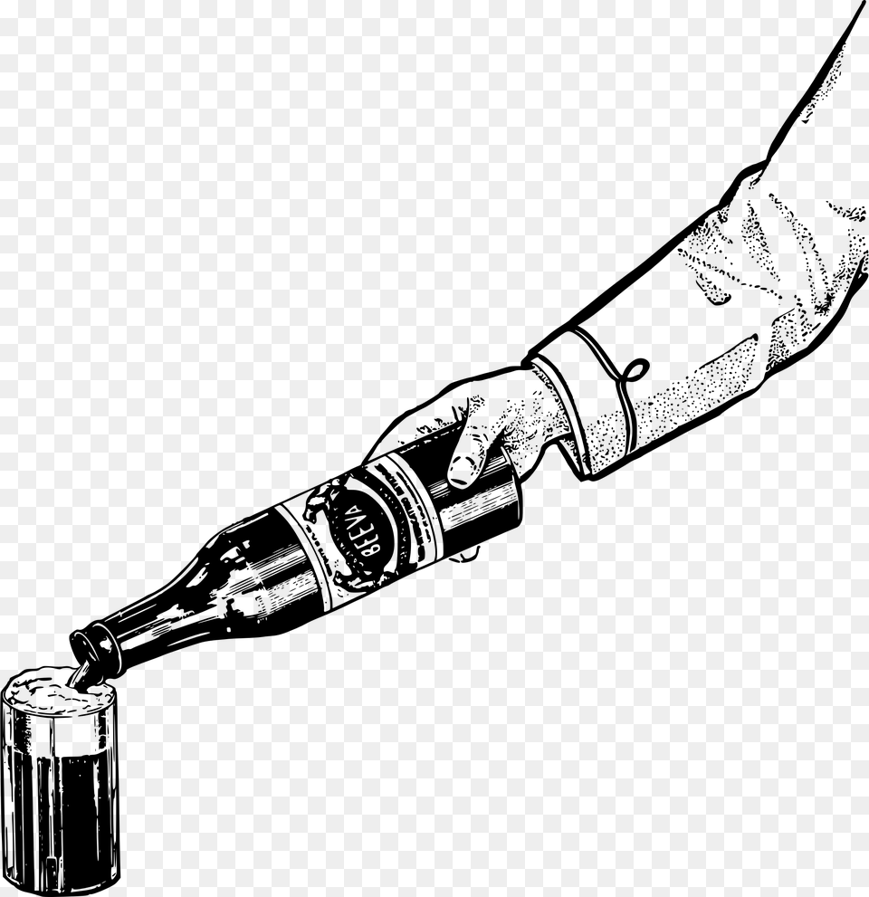 Pouring A Beer Clip Arts Pouring Beer Bottle Outline, Gray Png Image