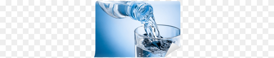 Pouring Water From Bottle Into Glass On Blue Background Early Morning Drinking Water, Water Bottle, Beverage, Mineral Water Free Transparent Png