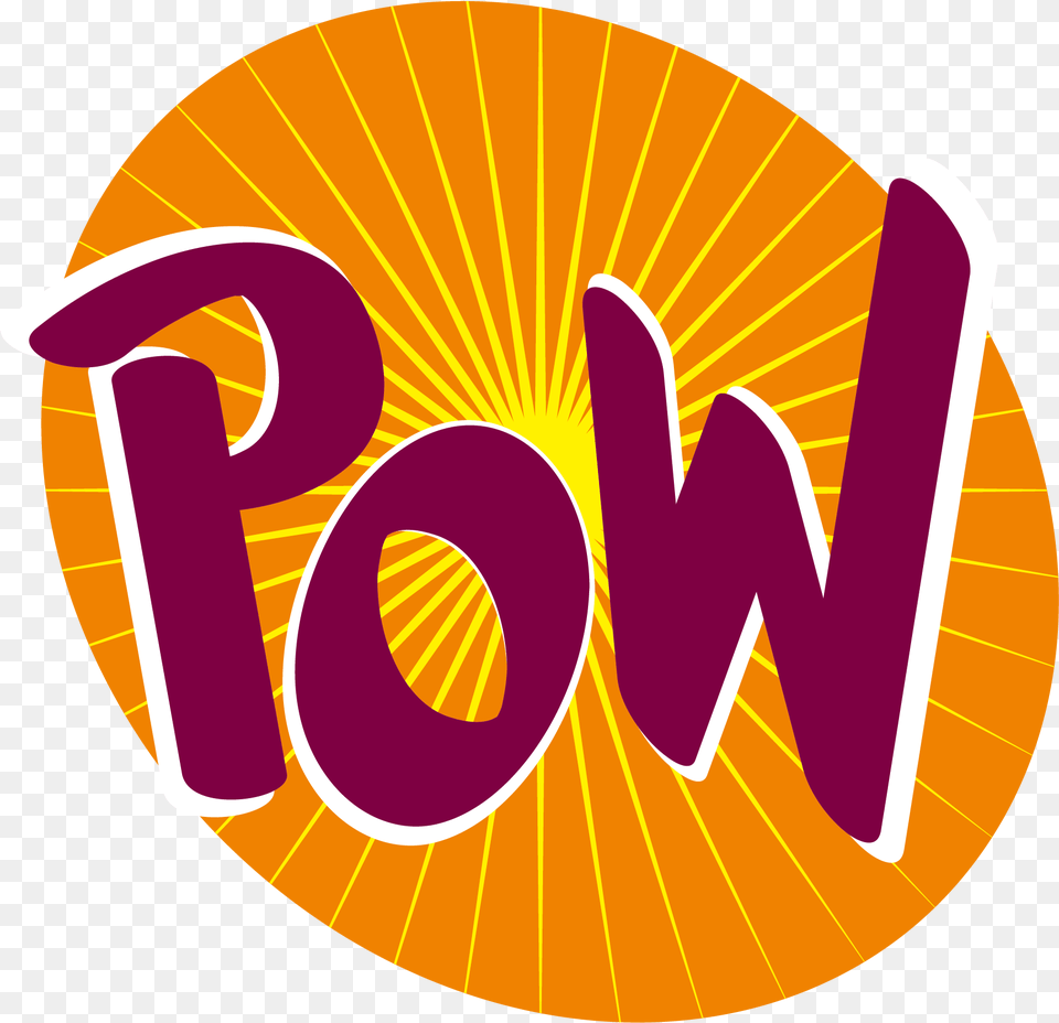 Pow Onomatopoeia Graphic Design, Logo, Light, Disk, Text Png Image