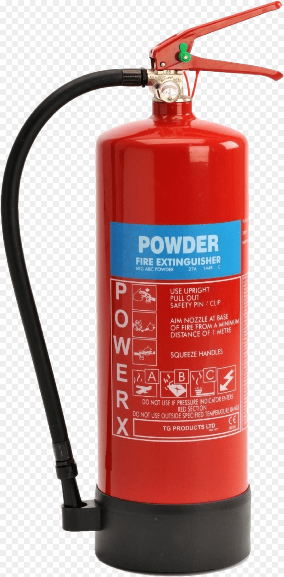 Powder Fire Extinguisher Powerx 6kg Dry Powder, Cylinder, Smoke Pipe, Machine Png Image