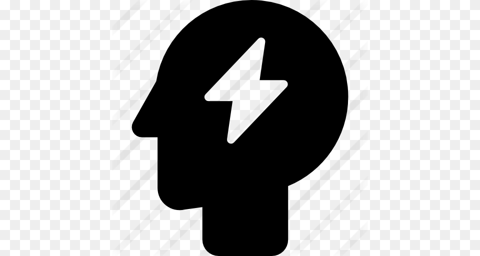 Power Bolt Symbol In Bald Head, Gray Free Png Download