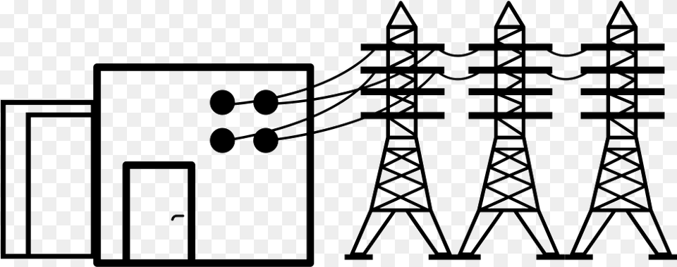 Power Housing With Lines Svg Electric Tower, Cable, Power Lines, Electric Transmission Tower, Utility Pole Png Image