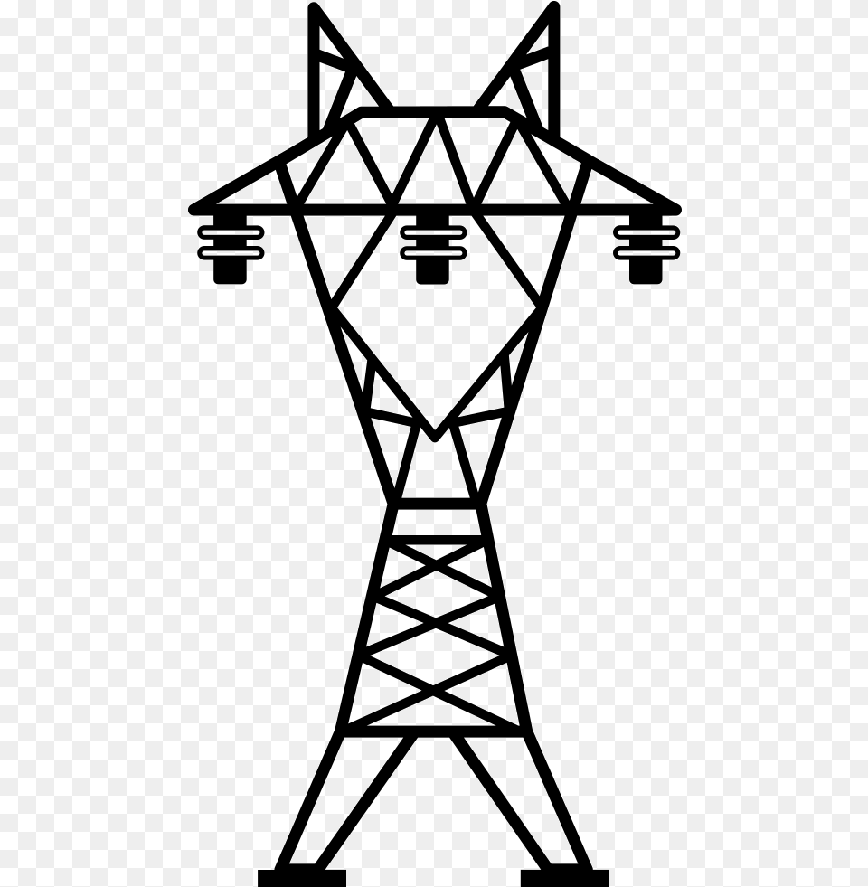 Power Line With Three Insulators Comments Transmission Lines Clip Art, Cable, Electric Transmission Tower, Power Lines, Cross Free Transparent Png