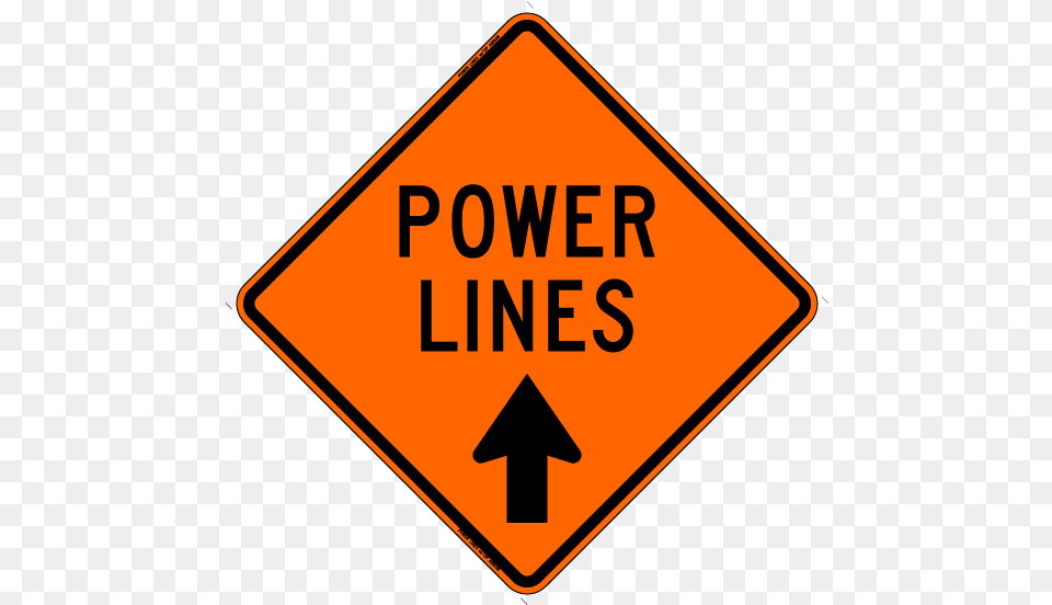 Power Lines Construction Ahead Sign, Symbol, Road Sign Png Image