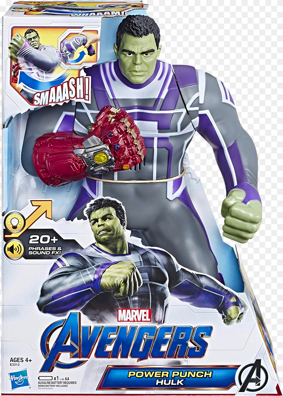 Power Punch Hulk 10 Action Figure With Sound Fx Avengers Endgame Power Punch Hulk, Glove, Clothing, Person, Man Free Transparent Png