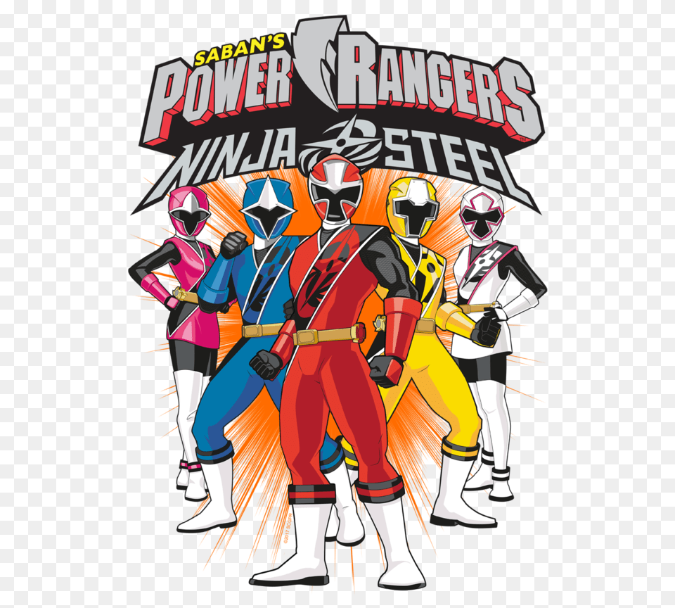 Power Rangers Team Lineup Mens Regular Fit T Shirt, Publication, Book, Comics, Advertisement Free Png