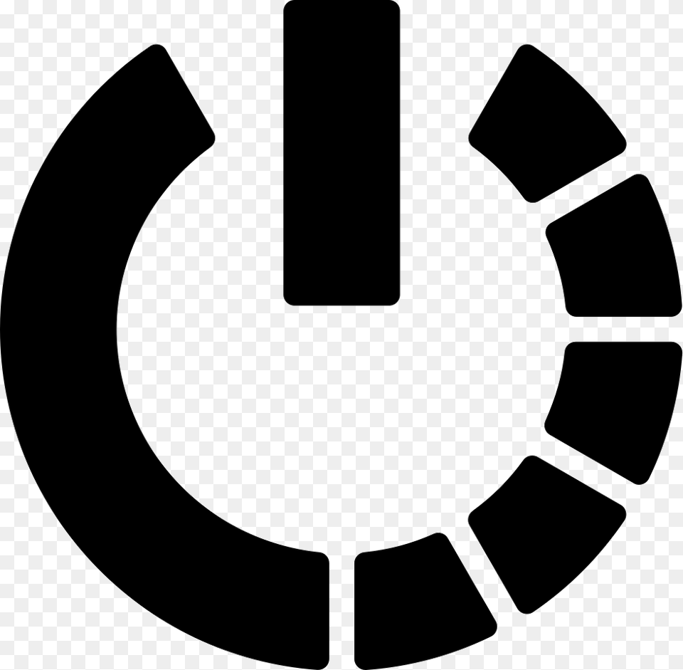 Power Symbol Variant With Half Circle Of Broken Line Icon, Stencil, Emblem Png