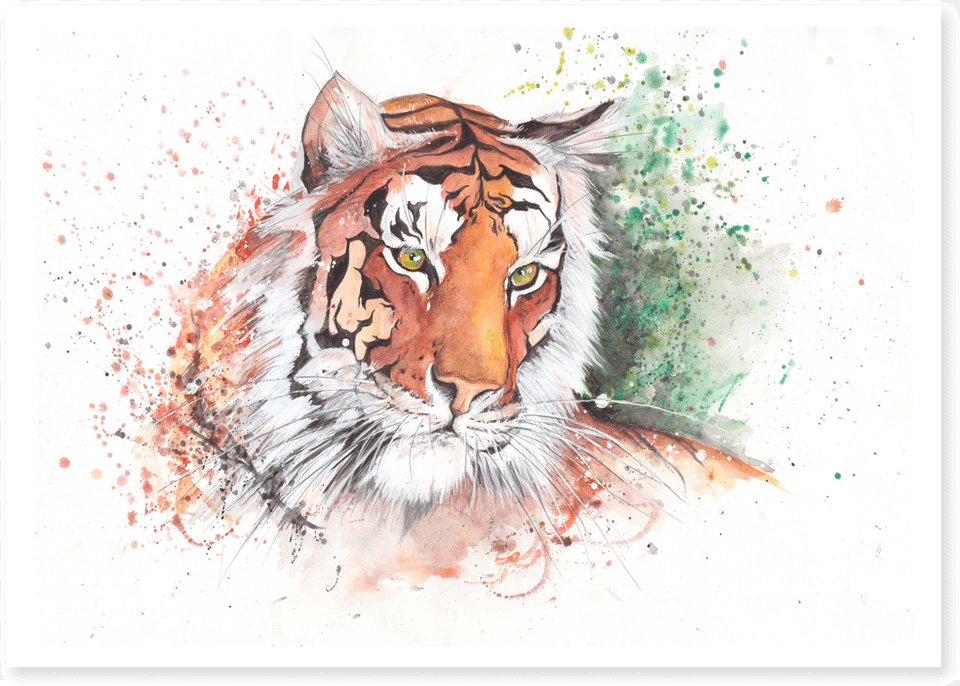 Power Tiger Tiger Watercolor, Art, Animal, Mammal, Wildlife Png Image