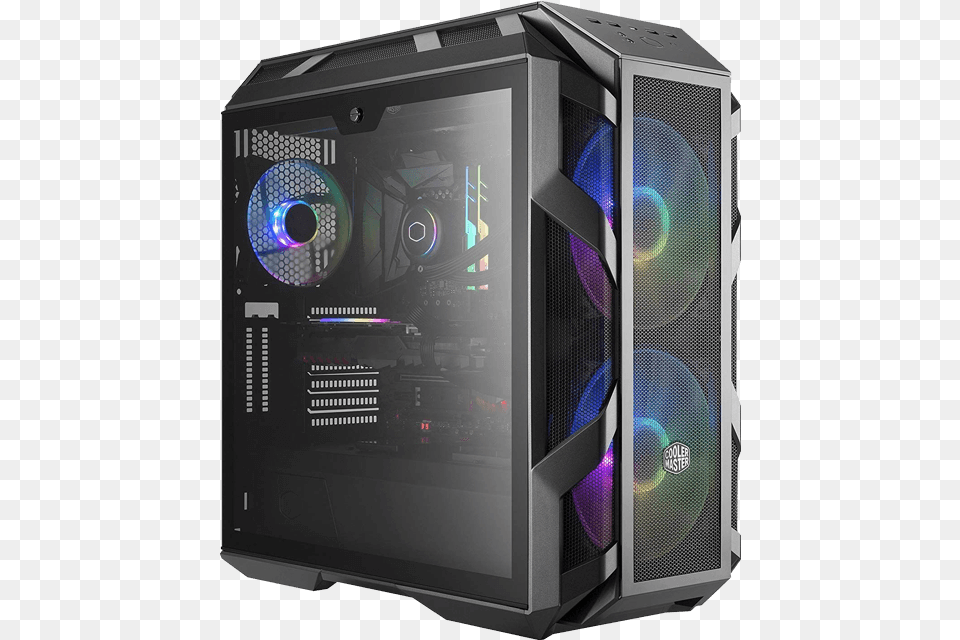 Powered By Asus X570 Tower Gaming Desktop Cooler Master Mastercase, Electronics, Computer Hardware, Hardware, Cd Player Free Png