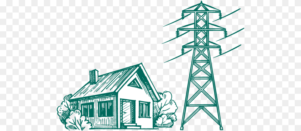 Powerline Doodle, Cable, Power Lines, Electric Transmission Tower, Cross Free Png Download