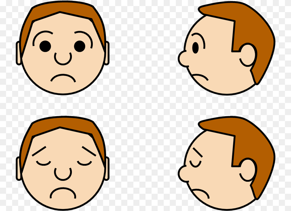 Powerpoint People Expressions Etc Sad Face Side View Cartoon, Head, Person, Baby Free Png Download