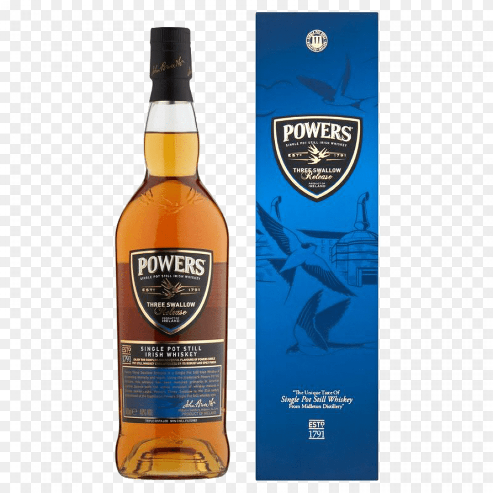 Powers Three Swallow Release Molloy Powers Three Swallow Irish Whiskey, Alcohol, Beverage, Liquor, Beer Free Png