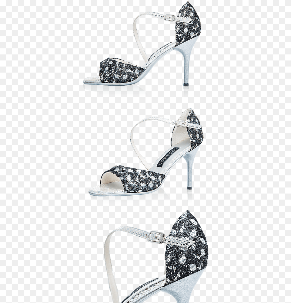 Pp Encaje Negro Lame Plata Basic Pump, Clothing, Footwear, High Heel, Sandal Png