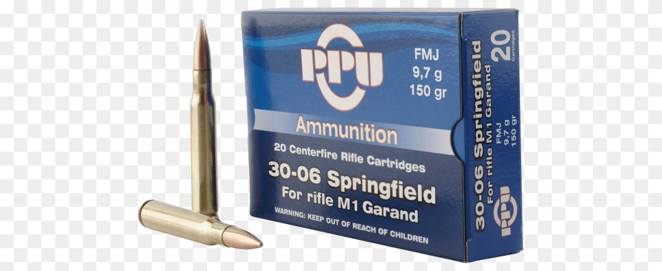 Ppu Pp3006g Standard Rifle 30 06 Springfield 150 Gr Prvi Partizan, Ammunition, Weapon, Bullet Free Png