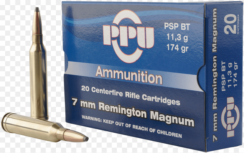 Ppu Prvi Partizan 7mm Remington Magnum Bullet, Ammunition, Weapon Free Png